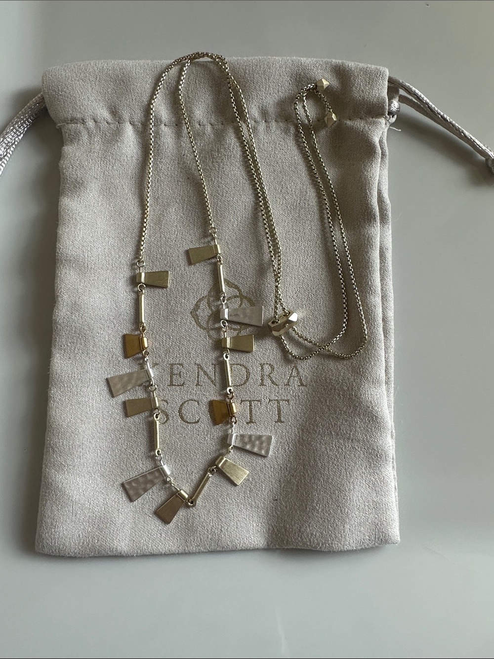 Kendra Scott Mixed Metal Rectangular Pendant Necklace in Gold and Silver